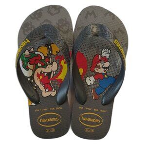 Havaianas Gray Flip Flops with Super Mario Design Size 11/12